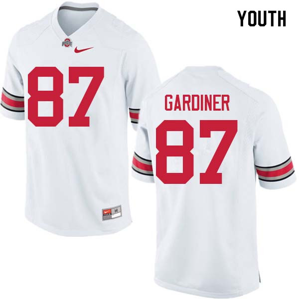 Ohio State Buckeyes Ellijah Gardiner Youth #87 White Authentic Stitched College Football Jersey